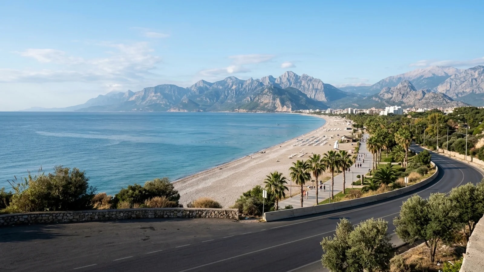 Airport transfer to Onkel Residence Private van from Antalya Airport pulling up at Onkel Residence in Konyaaltı